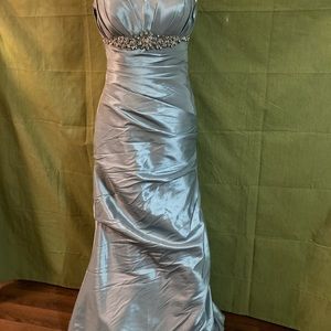 Soft slate blue gown by Symphony of Venus. Pre loved in great condition